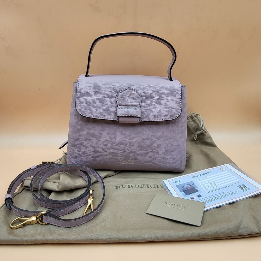 BURBERRY Camberley Calfskin Leather Pale Orchid Handbag, Authentic W/ COA..